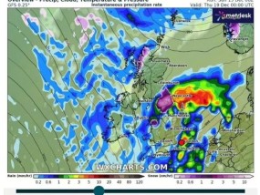 英国天气：气温零下3摄氏度的北极风暴横扫英国，新地图上的降雪预报